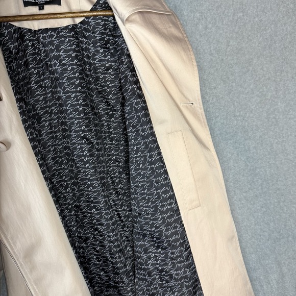 Karl Lagerfeld Paris Women's Trench Coat S Beige Belted Removable Hood - Picture 7 of 14